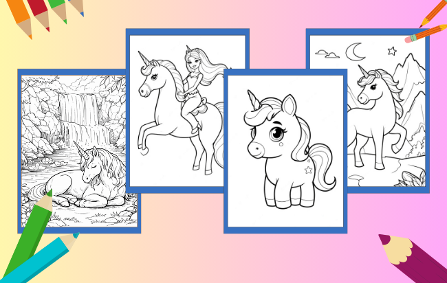 Imagem de Unicórnios para colorir