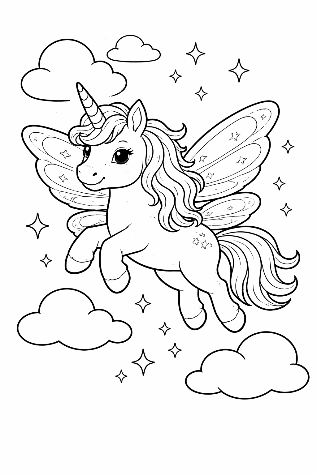 Unicornio com asas de fada para colorir para colorir