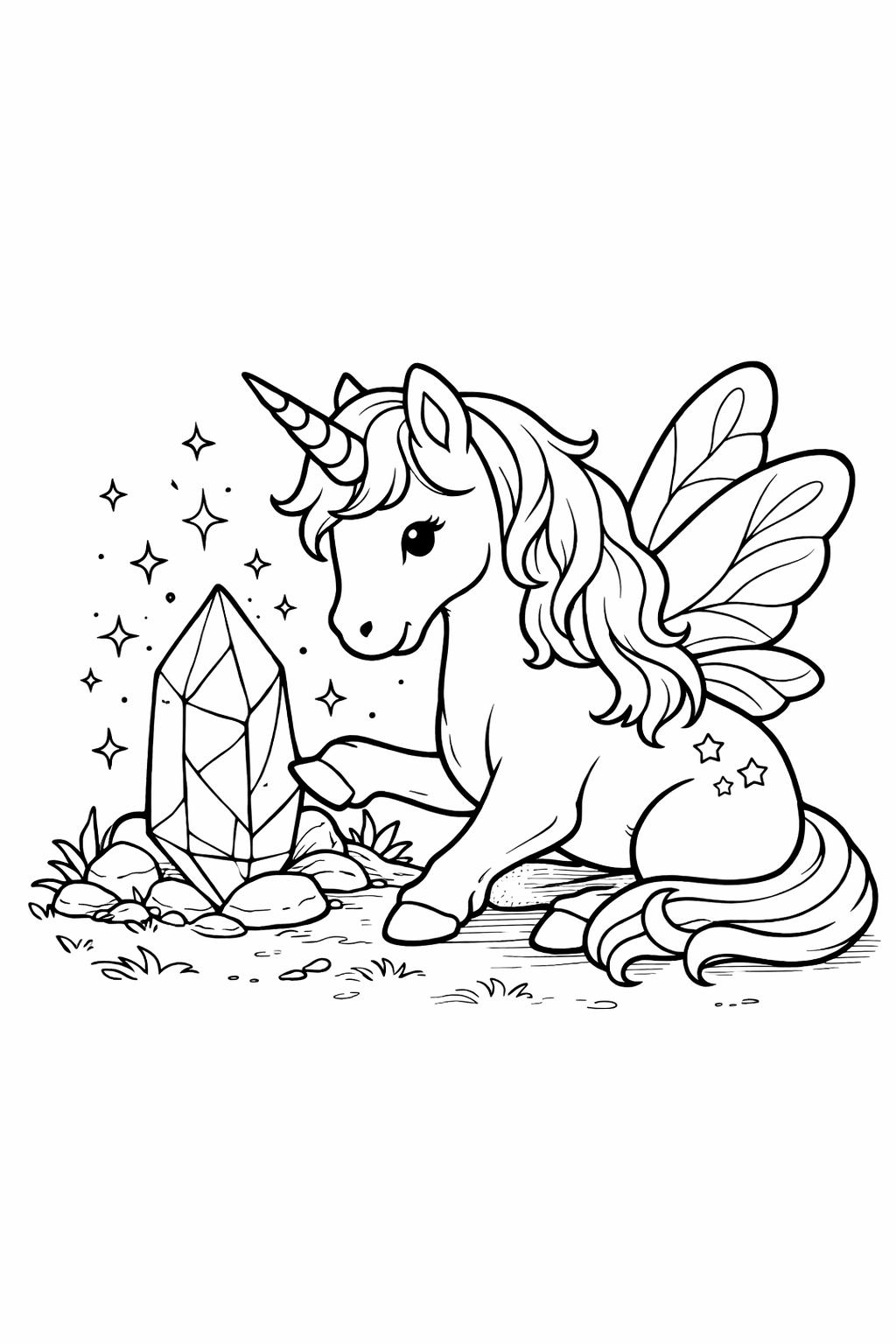 Unicornio e cristal magico para colorir para colorir