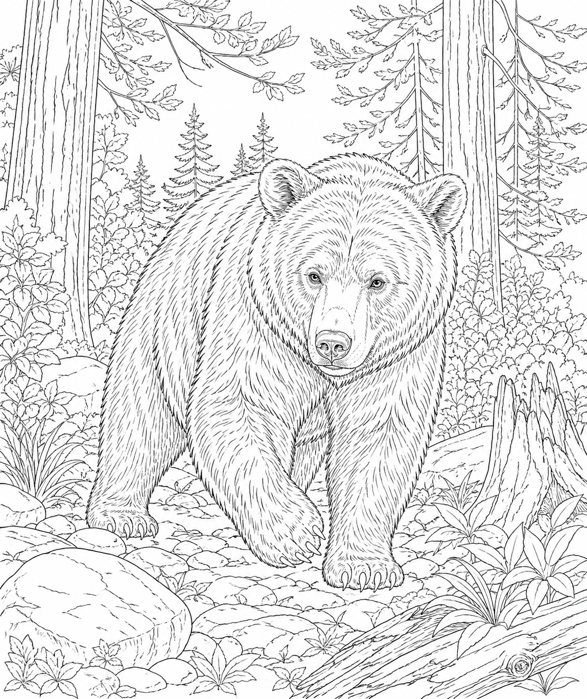 Urso realista para colorir para colorir