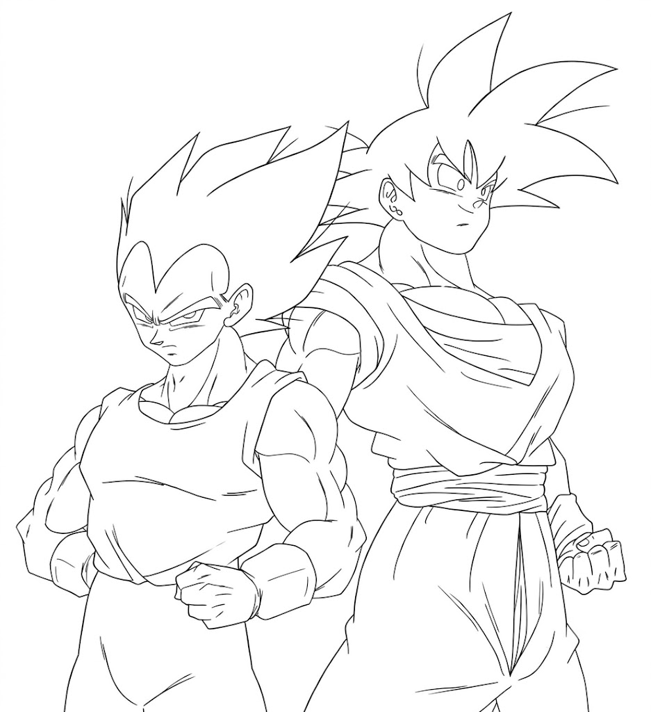 Vegeta e goku dragon ball para colorir para colorir