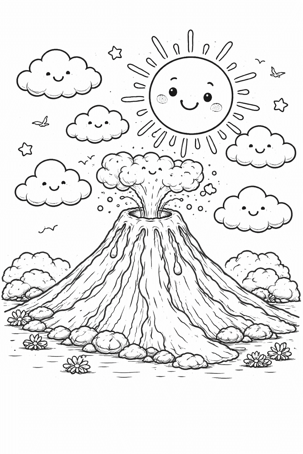 Vulcao animado para colorir para colorir