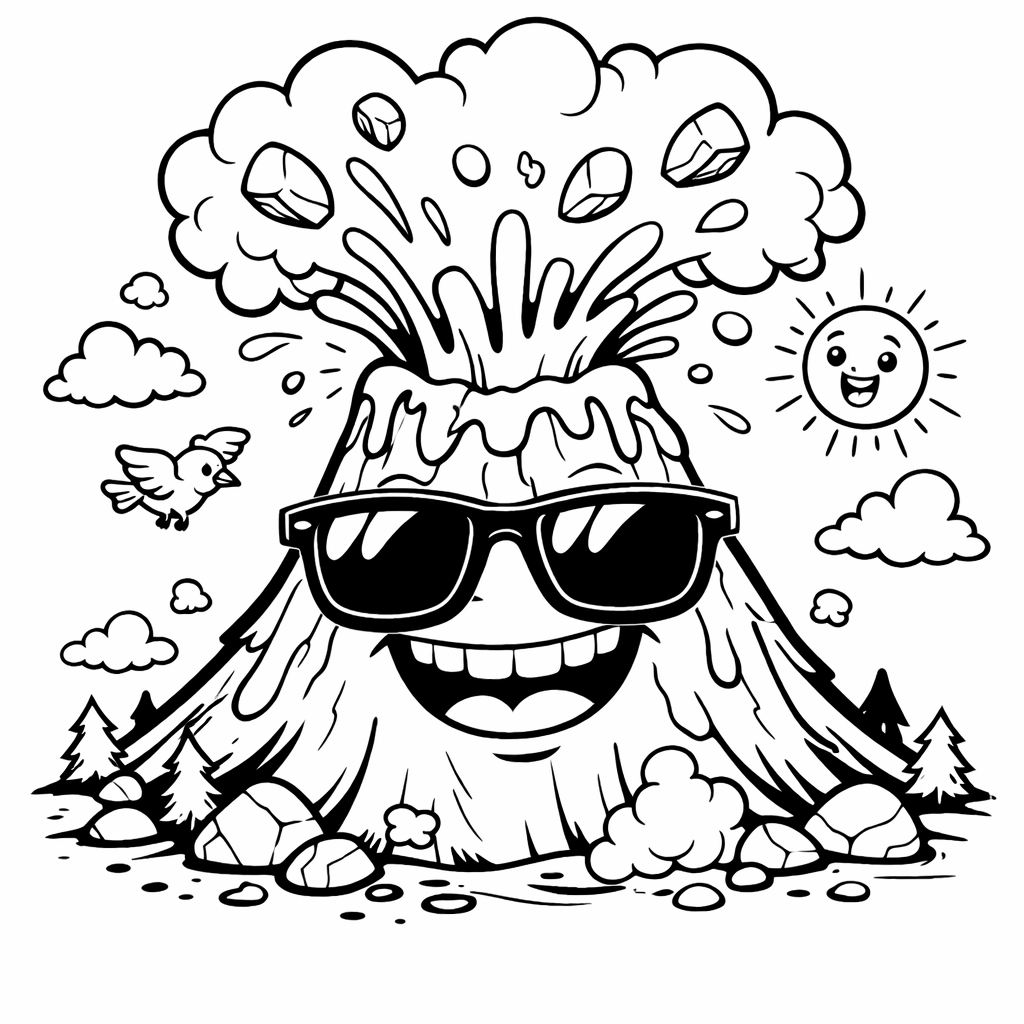 Vulcao de oculos para colorir para colorir