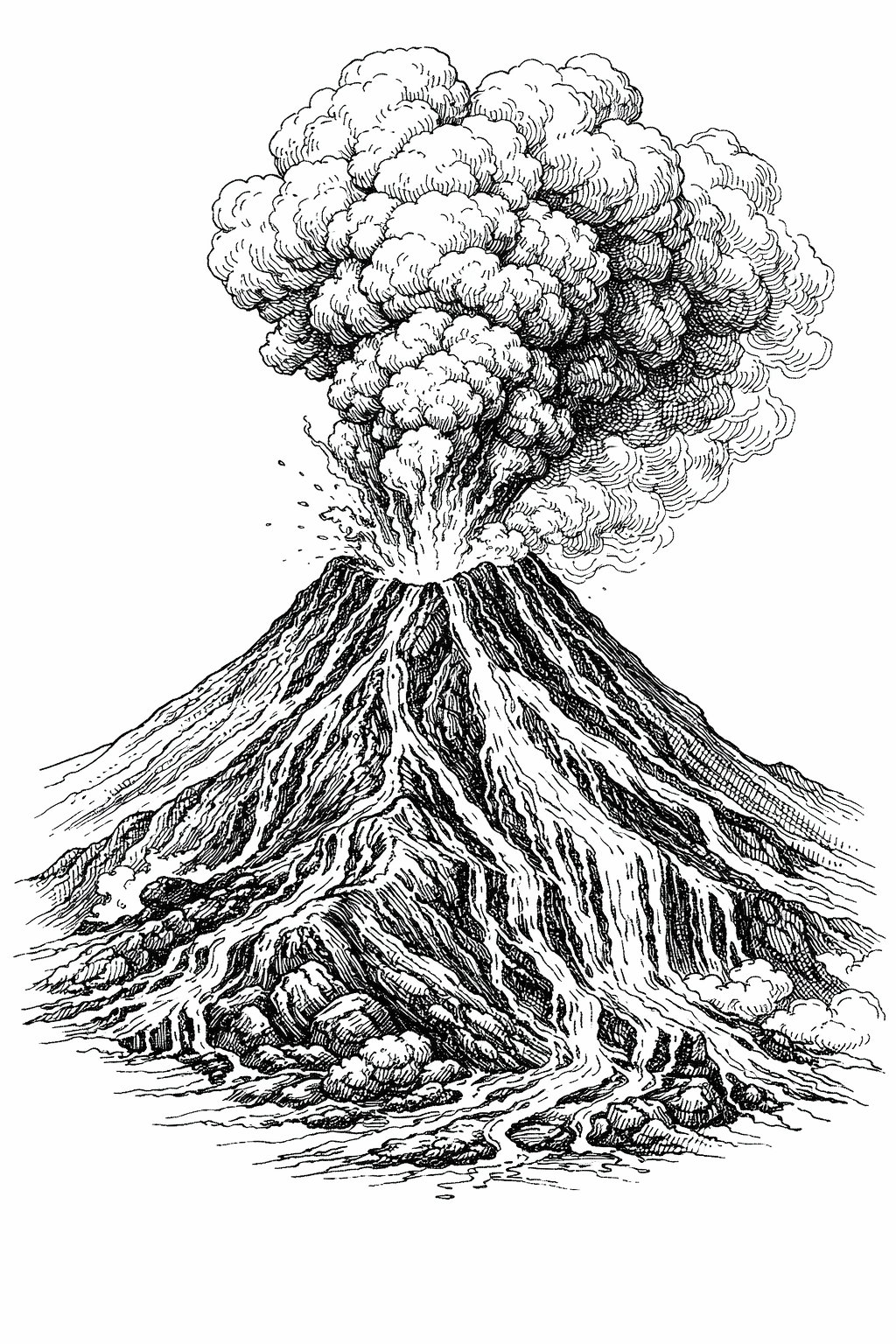 Vulcao em erupcao para colorir para colorir