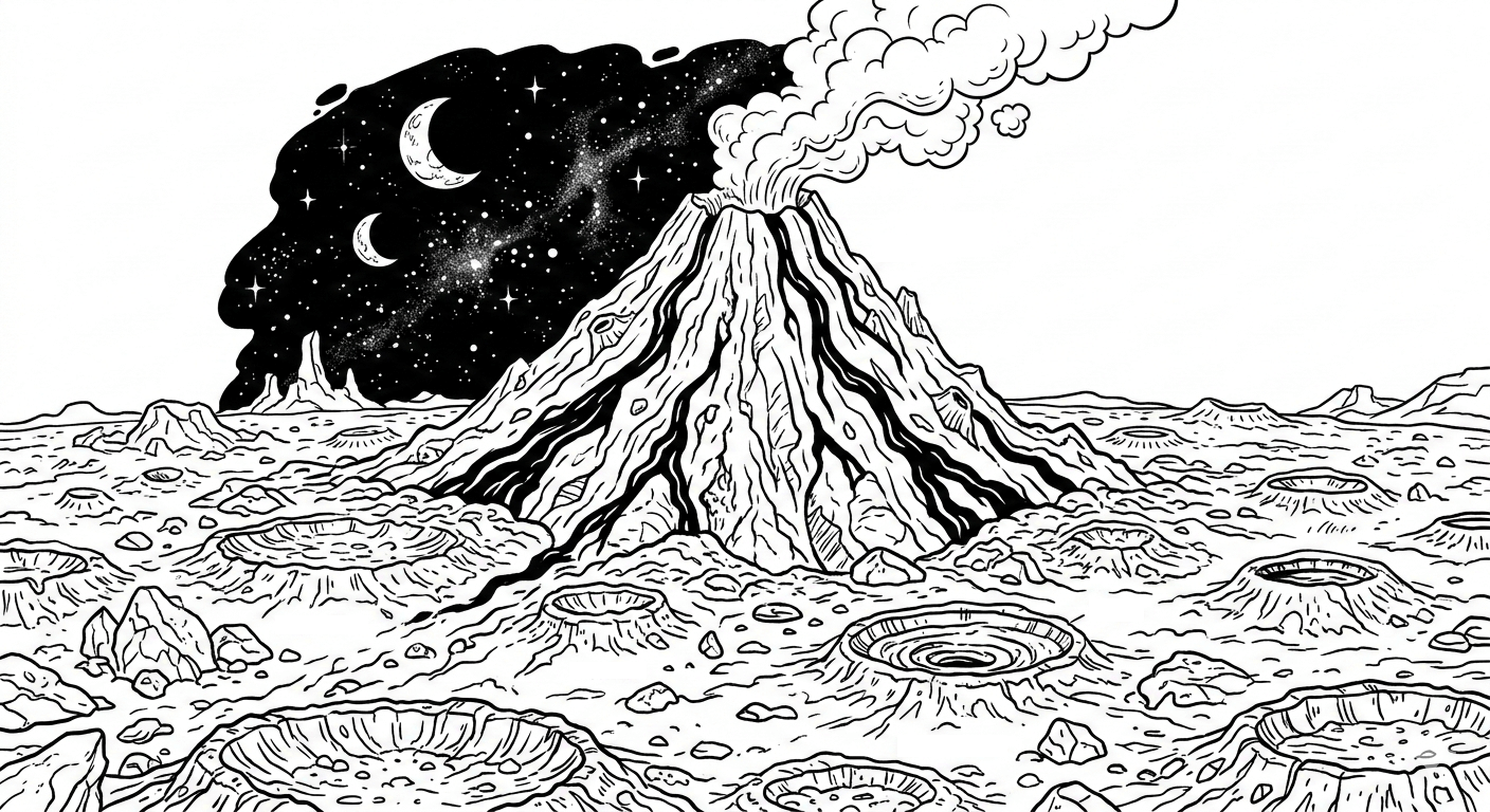 Vulcao em planeta alienigena para colorir para colorir