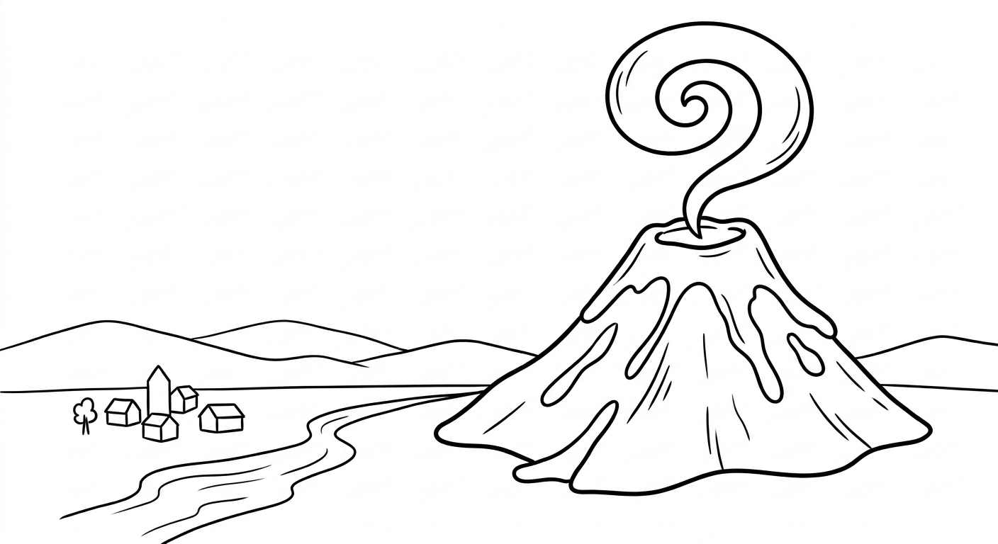 Vulcao simples para colorir para colorir