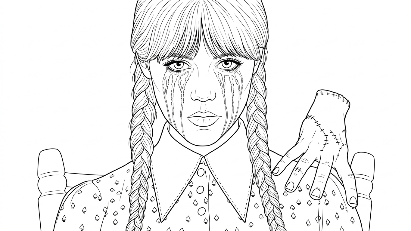 Wandinha e mao para colorir para colorir