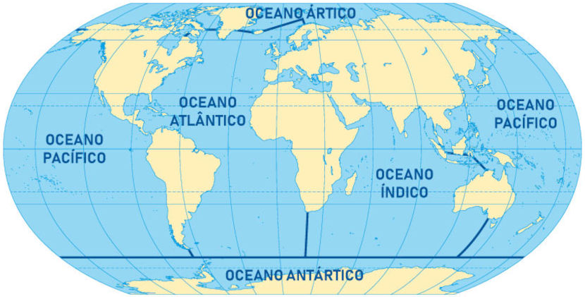 Mapa Mundi Oceanos para quebra-cabeça